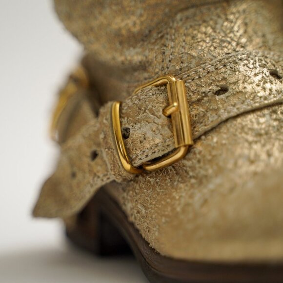 NWOT UGG Collection Made In Italy Rare "Aria" Gold Leather Ankle Boots - Picture 3 of 9